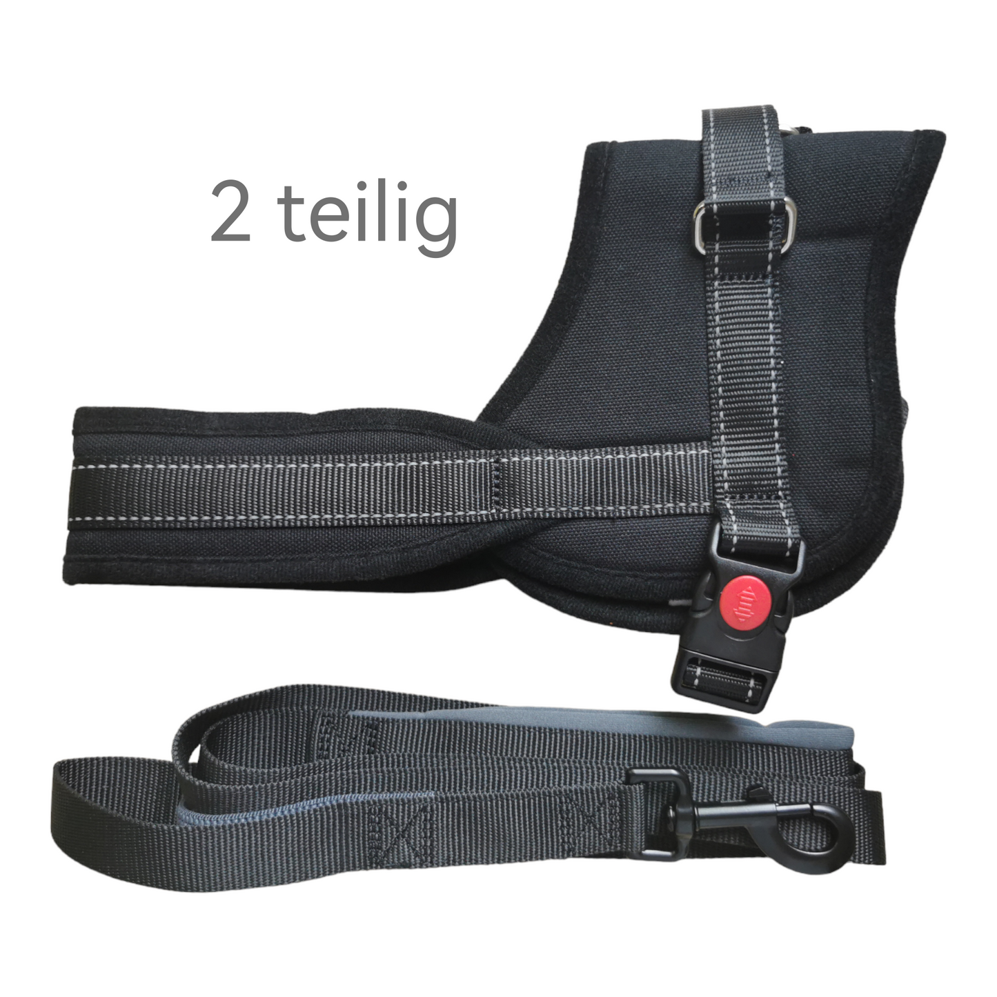 Hundegeschirr und Leine - Set 2tlg. - verstellbar- mit Halteschlaufe und reflektierenden Elementen