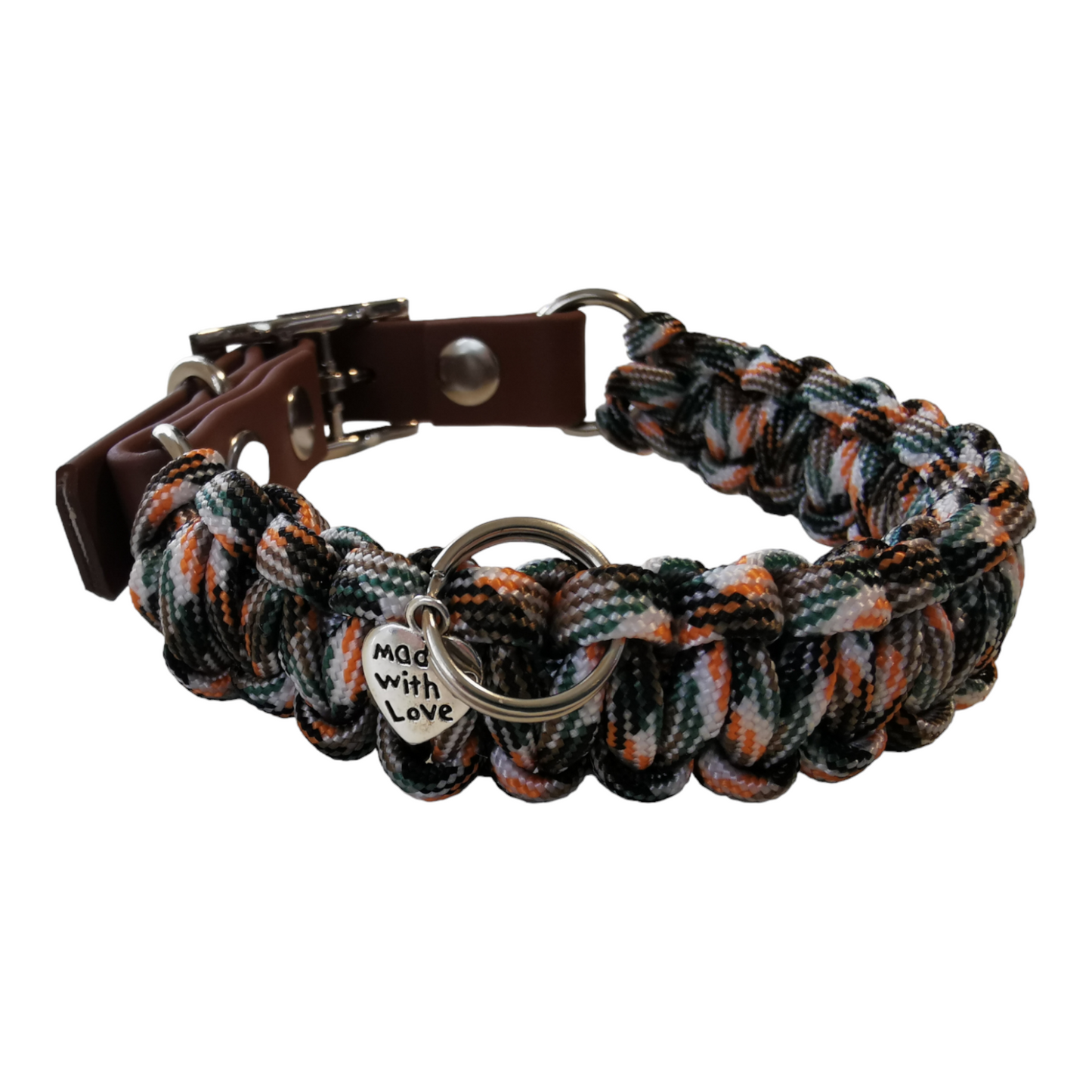 Hundehalsband" petit camou" aus Paracord - handmade für Welpen und kleine Hunde mit Namensanhänger