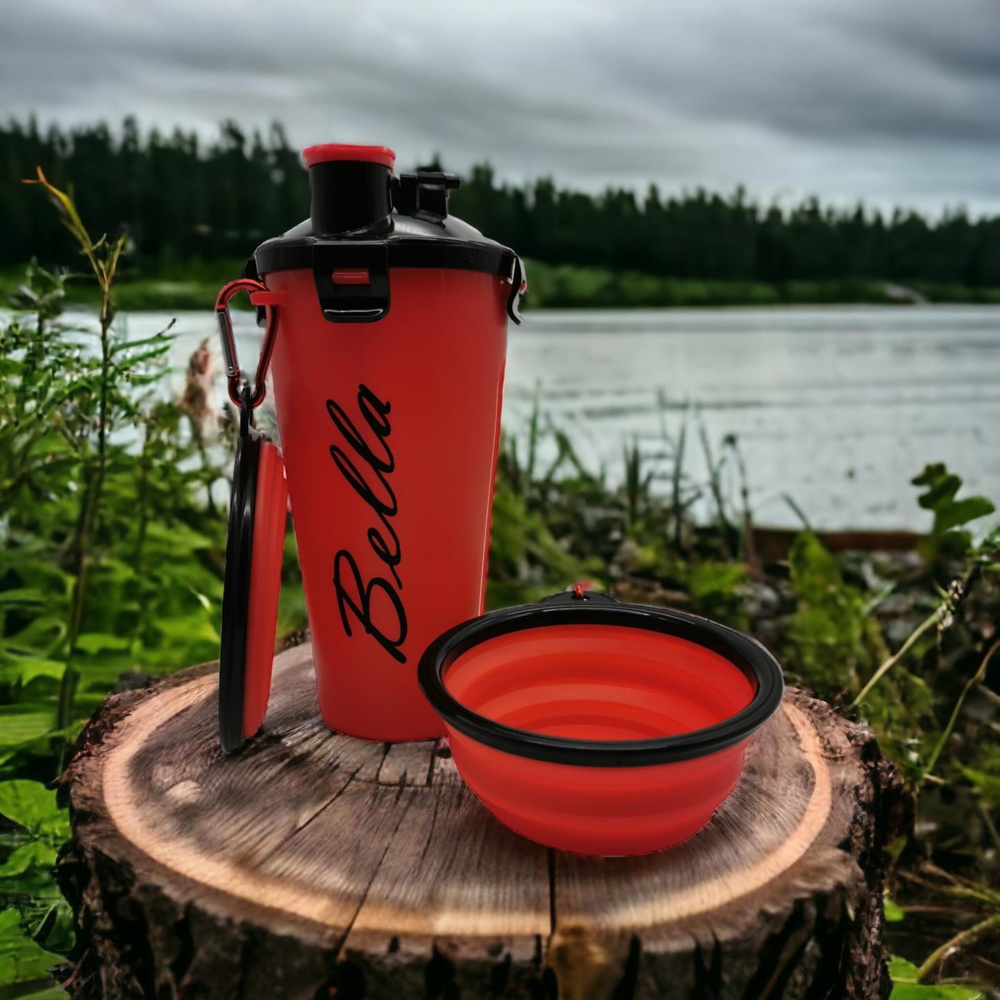 Trinkflasche für den Hund /2 in 1 Outdoorflasche - personalisierbar